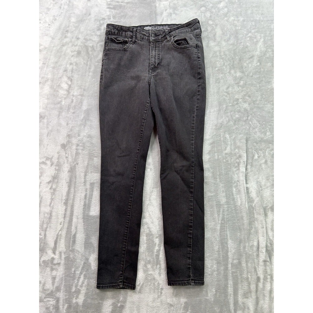 Old Navy Women Sz 12 Reg Jeans BlackJack High Rise Rockstar Skinny Stretch Beach